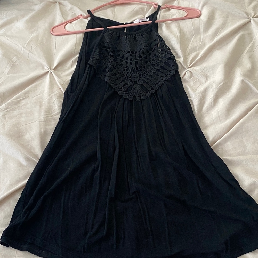 Black Halter tank with Lace Detail
